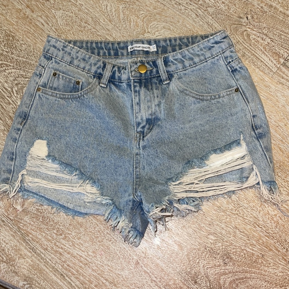 Toby heart ginger denim high rise shorts XS